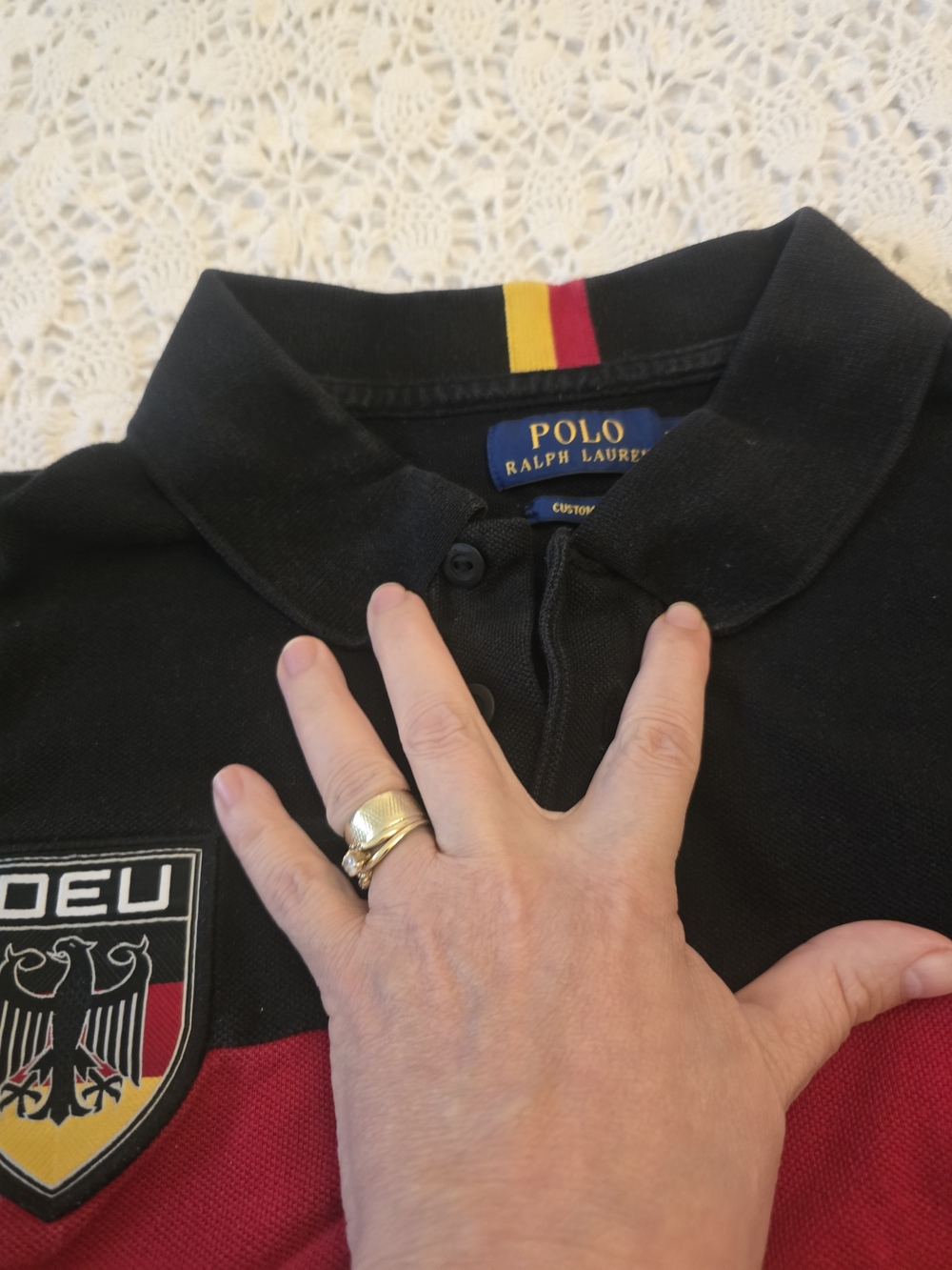 Polo by Ralph Lauren Black and Red Rugby Polo